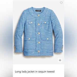 Jcrew long lady jacket in sequin tweed - size 8